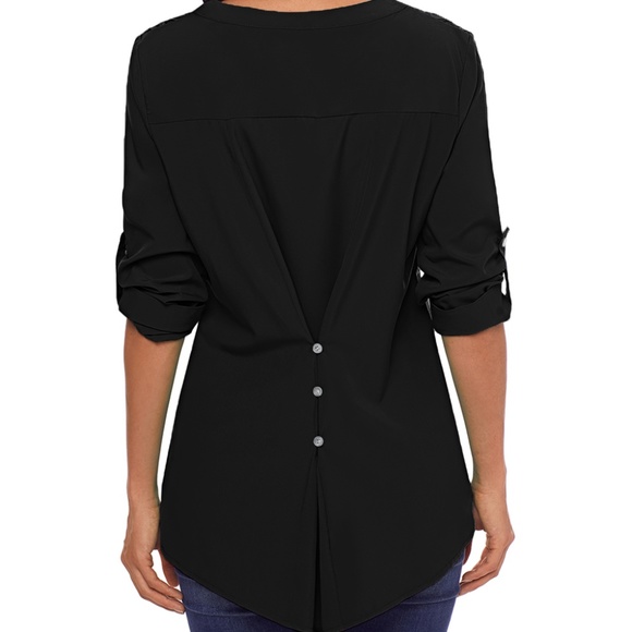 *LAST ONE* Mandy Lace Panel Split Neck Blouse - Picture 6 of 13